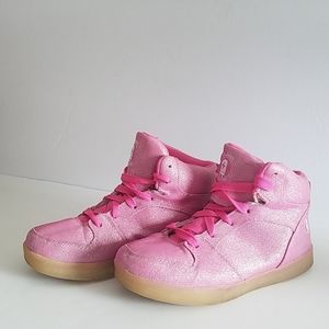 Flashlights Girl's High Top Pink Sneakers